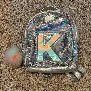 Justice K Multicolor Flip Sequin Mini Backpack with Pom Pom